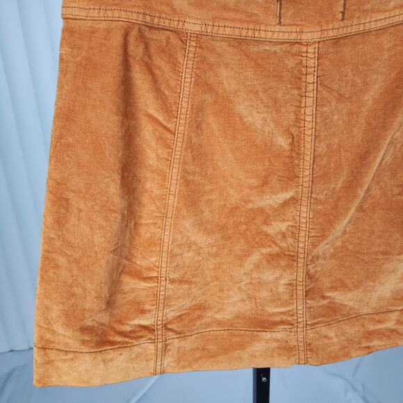 Madewell Velveteen A-Line Mini Skirt Button-Front Golden Pecan Women's Size 10 - Picture 8 of 13